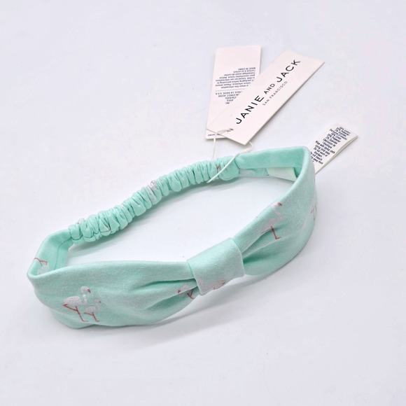 Janie and Jack Baby Mint Flamingo Bow Headband One Size - Picture 2 of 6